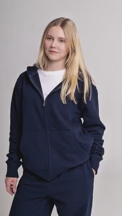 Hooded sweatshirt with zip-up